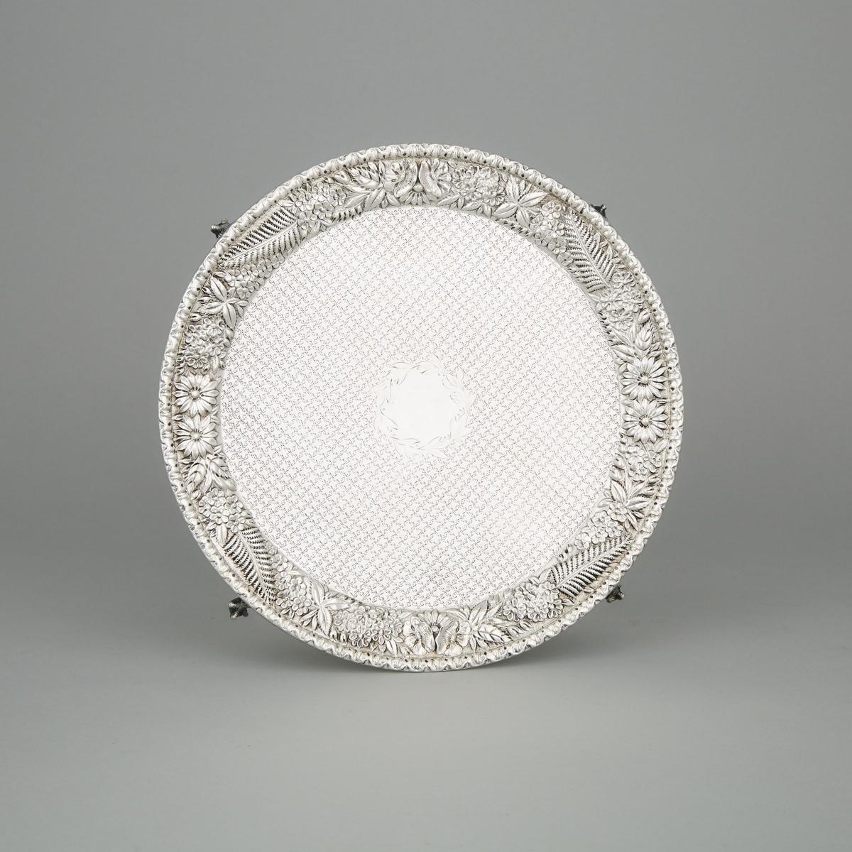 American Silver Salver, Samuel Kirk & Son, Baltimore, Md., late 19th century, diameter 9.6 in — 24.5