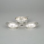 Canadian Silver Porringer and Pair of Pierced Oval Almond Dishes, Henry Birks & Sons, Montreal, Que.