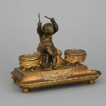 Louis XVI Style Gilt and Patinated Bronze Standish, 19th century, width 10.1 in — 25.7 cm