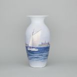 Royal Copenhagen Yacht and Kronborg Large Vase, 20th century, height 16.9 in — 43 cm