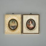 Two Austrian School Portrait Miniatures of Countesses, early 20th century, 4.6 x 4.1 in — 11.7 x 10.