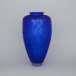 Heather Wood (Canadian, b.1953) and John Kepkiewicz (Canadian, b.1955), Etched Blue Glass Vase, 1988