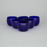 Six English Blue Glass Finger Bowls, 19th century, height 3.5 in — 9 cm, diameter 4.4 in — 11.2 cm (