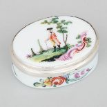 Bohemian Enamelled Milk Glass Oval Snuff Box, early 19th century, width 3.2 in — 8.1 cm