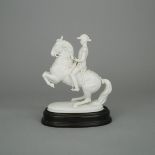 Augarten Vienna White Glazed Equestrian Figure, Albin Döbrich, 20th century, overall height 10.6 in
