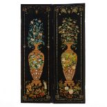 Pair of Victorian Decoupage Leather Screen Panels, 19th century, each panel 69 x 21.75 in — 175.3 x