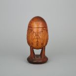 Acanthus Carved Walnut Ovoid Box, 19th century, overall height 10/.5 in — 26.7 cm