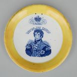 Staffordshire Blue-Printed William IV Commemorative Circular Plaque, c.1831, diameter 7.9 in — 20 cm