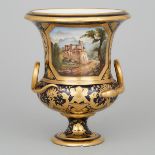 Samson ‘Derby’ Blue and Gilt Ground Campana Shaped Vase, late 19th/early 20th century, height 8.7 in
