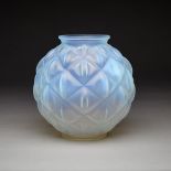 Carrillo Moulded and Frosted Glass Vase, c.1930, height 8.7 in — 22 cm