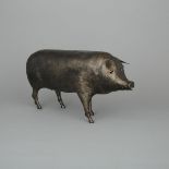 Hammered Sheet Metal Model of a Boar, Pius Beck, 20th century, length 18.5 in — 47 cm