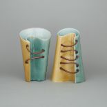Bill Reddick (Canadian, b.1958), Two Celadon and Olive Glazed Vases, 2011, height 12.6 in — 32 cm (2