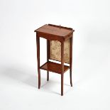 Continental Inlaid Cherry Candlestand with Recessed Fire Screen, 19th century, table 25 x 12.5 x 9 i