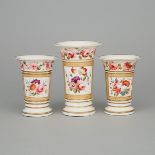 English Porcelain Garniture of Three Spill Vases, 19th century, largest height 5.4 in — 13.6 cm (3 P