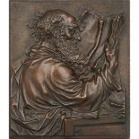 Italian Bronze Relief Plaque of St. Jerome, 19th century, 7.5 x 6.5 in — 19 x 16.5 cm