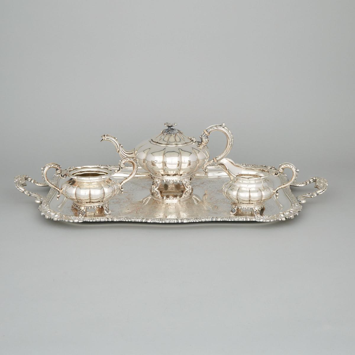 Canadian Silver Tea Service, Henry Birks & Sons, Montreal, Que., 1947, tray length 28.5 in — 72.5 cm