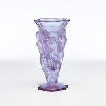 Bohemian Moulded and Partly Frosted Dichroic Glass Vase, 20th century, height 8.7 in — 22 cm