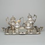 Portuguese Silver Tea and Coffee Service, Porto, mid-20th century, tray length 25.1 in — 63.7 cm (5