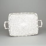 Turkish Silver Two-Handled Tray, c.1900, height 26 in — 66 cm