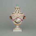 German Porcelain Potpourri Vase and Cover, 19th century, height 11.9 in — 30.2 cm