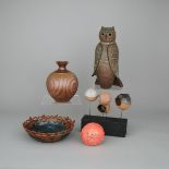 Group of Studio Ceramics, Unidentified, early 21st century, owl height 15.7 in — 40 cm (5 Pieces)