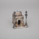 Chinese Silver Miniature Model of a Temple, early 20th century, height 3.7 in — 9.5 cm