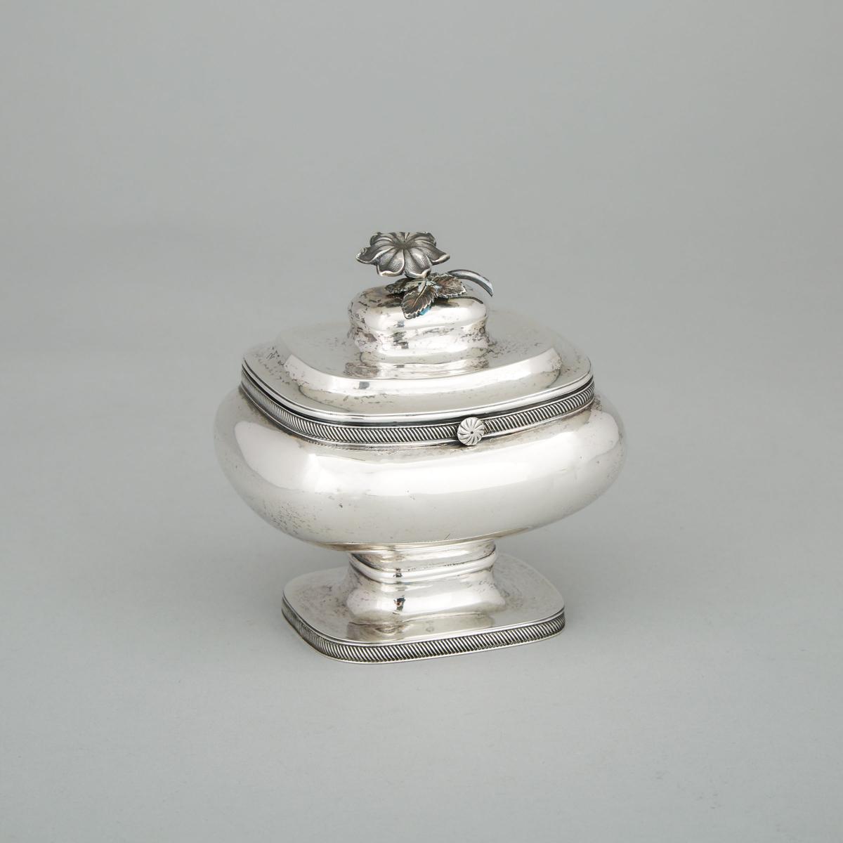 Dutch Silver Sugar Box, 1847, height 4.5 in — 11.5 cm