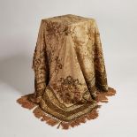 Victorian Crewel Work Piano Shawl, early 20th century, including fringe 80 x 76 in — 203.2 x 193 cm