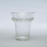 ‘Boulouris’, Lalique Moulded and Partly Frosted Glass Vase, post-1945, height 5.8 in — 14.8 cm