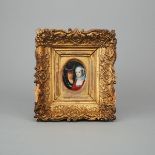 British School Portrait Miniature of a Tudor Period Couple, 19th century or earlier, panel 3.25 x 2.