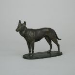 Patinated Bronze Model of a German Shepherd, early 20th century, length 9.75 in — 24.8 cm