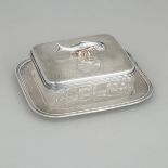 French Silver Plated and Cut Glass Sardine Dish on Stand, Christofle, 20th century, tray width 7.7 i