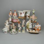 Group of Continental and Asian Ceramics, late 19th/20th century, largest height 12 in — 30.5 cm (18