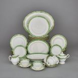 Apple Green and Gilt 'The Coronation' Pattern Part-Service, mainly Coalport, 20th century, largest t