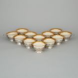 Twelve American Silver Mounted Lennox Bouillon Cups, Gorham Mfg. Co., Providence, R.I., 20th century