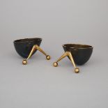 Two Maurice Ascalon for Pal Bell Brass ‘Atomic Snail’ Ashtrays, c.1950, height 2.9 in — 7.3 cm