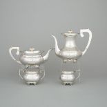 English Silver Tea and Coffee Service, Charles S. Green & Co., Birmingham, 1958, coffee pot height 9