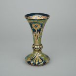 Macintyre Moorcroft Green and Gold Florian Trumpet Vase, c.1903, height 8.7 in — 22 cm