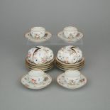 Twelve Meissen Moulded Floral Cups and Saucers, early 20th century, saucer diameter 4.4 in — 11.3 cm