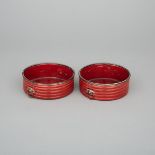 Pair of Georgian Ribbed Red Lacquer Wine Coasters, c.1800, diameter 5.4 in — 13.7 cm