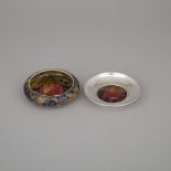 Macintyre Moorcroft Small Pomegranate Dish and Another with Silvered Metal Mount, c.1912/30, diamete