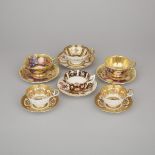 Six Various Aynsley, Royal Paragon and Coalport Tea Cups and Saucers, 20th century (12 Pieces)