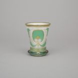 Bohemian Green Overlaid, Cut and Gilt Opaque White Cased Glass Beaker, mid-19th century, height 4.3