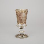 Bohemian Enameled and Gilt Glass Goblet, mid-19th century, height 6.9 in — 17.5 cm