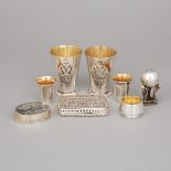 Group of Mainly Russian Silver, 19th/20th century, largest height 3.3 in — 8.5 cm (8 Pieces)