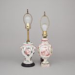 Two French Faience Table Lamps, 19th/20th century, largest overall height 24.5 in — 62 cm (2 Pieces)
