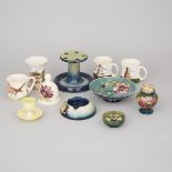 Group of Moorcroft Pottery, 20th century, pipe stand height 5.1 in — 13 cm (11 Pieces)