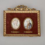 French Portrait Miniatures on Ivory of Louis XVI and Marie Antoinette, ` x 5.4 in — 12.2 x 13.6 cm