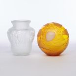 Kathryn Thomson (Canadian), 'Trillium Fairies' and 'Moon Dancing on the Sun' Cameo Glass Vase and Gl