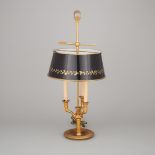 French Empire Style Gilt Bronze Bouilotte Lamp, 20th century, height 29.75 in — 75.6 cm